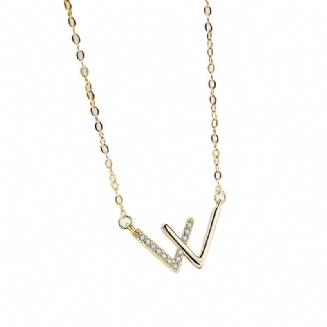 2023 W Letter Necklace S925 Sterling Silver Náhrdelník Dámský Design Sense Přívěsek S Dvojitým V Klíčním Řetízkem