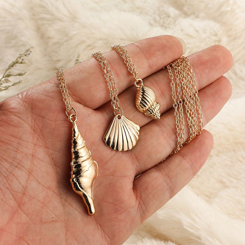Bohemian Shell Přívěsek Vícevrstvý Náhrdelník Lastura Vintage Šperky Pro Ženy