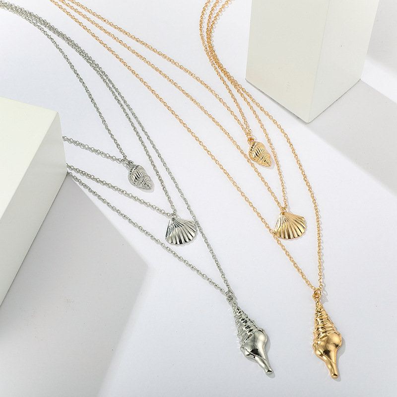 Bohemian Shell Přívěsek Vícevrstvý Náhrdelník Lastura Vintage Šperky Pro Ženy