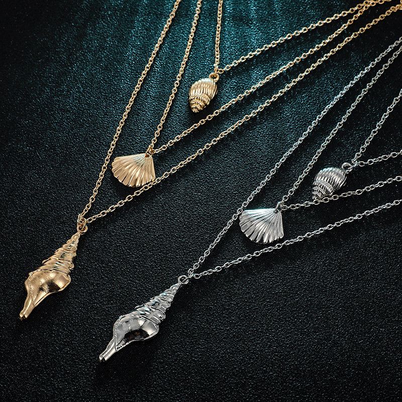 Bohemian Shell Přívěsek Vícevrstvý Náhrdelník Lastura Vintage Šperky Pro Ženy