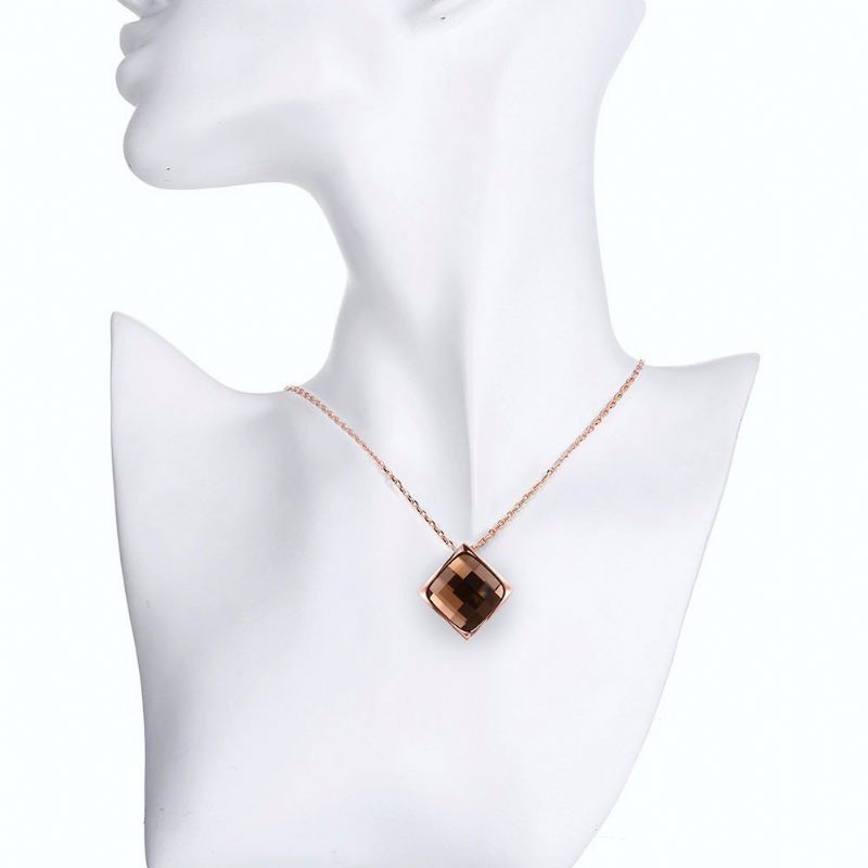 Luxusní Dámský Náhrdelník Rhombus Rose Gold Glass Crystal