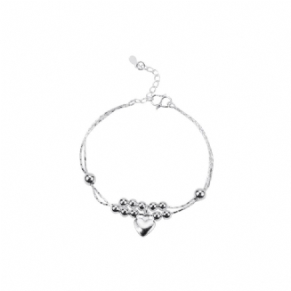Peach Blossom Love Mini Heart Náramek Broskvové Srdce Stříbrný Dívčí Šperky
