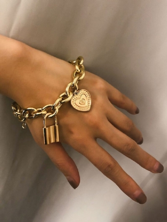 Trendy Lock Big Chain Náramek Zlatý Kovový Svetr Náhrdelník Pro Ženy