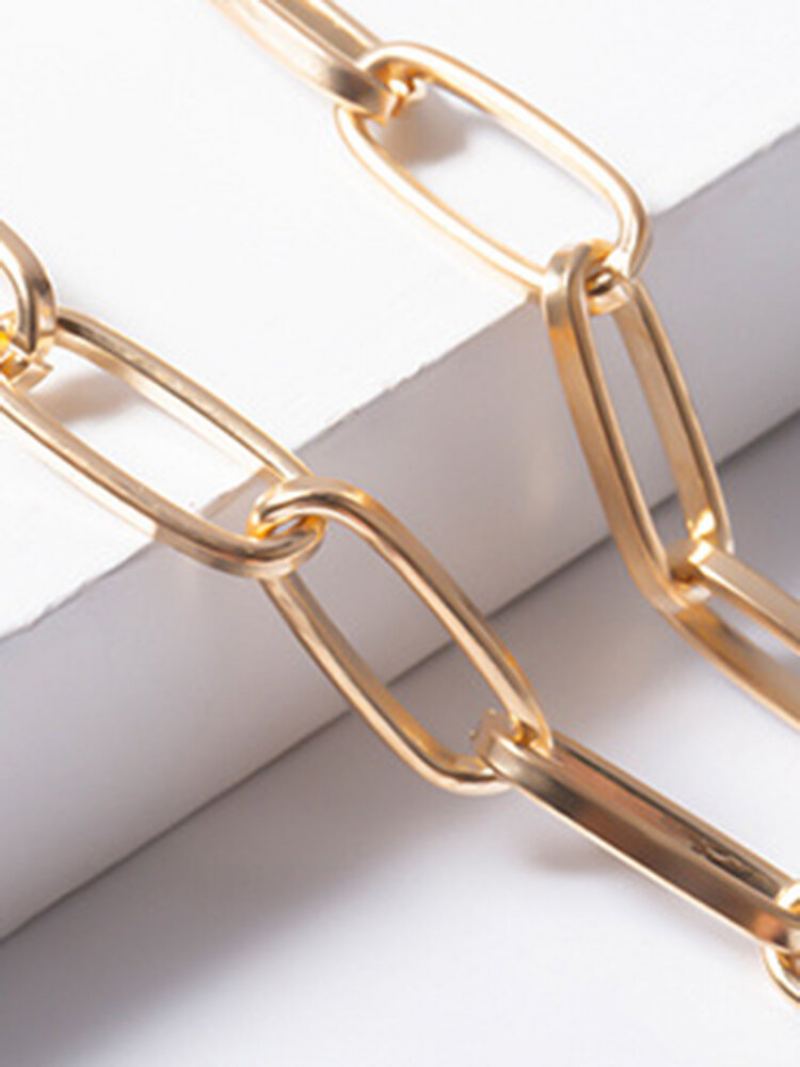 Vintage Alloy Exaggerated Thick Chain Vícevrstvý Geometrický Náhrdelník Lásky Ve Tvaru Zámku