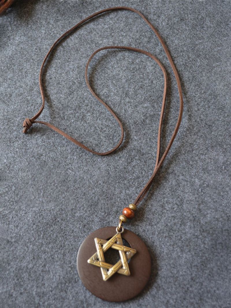 Vintage Geometrický Kulatý Dámský Náhrdelník Moon Star Přívěsek Dlouhý Šperky Dárek