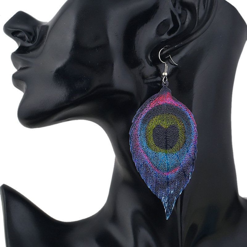 Bohemian Colorful Leaf Náušnice Módní Kovové Originální S Jedinečným Designem Pro Ženy