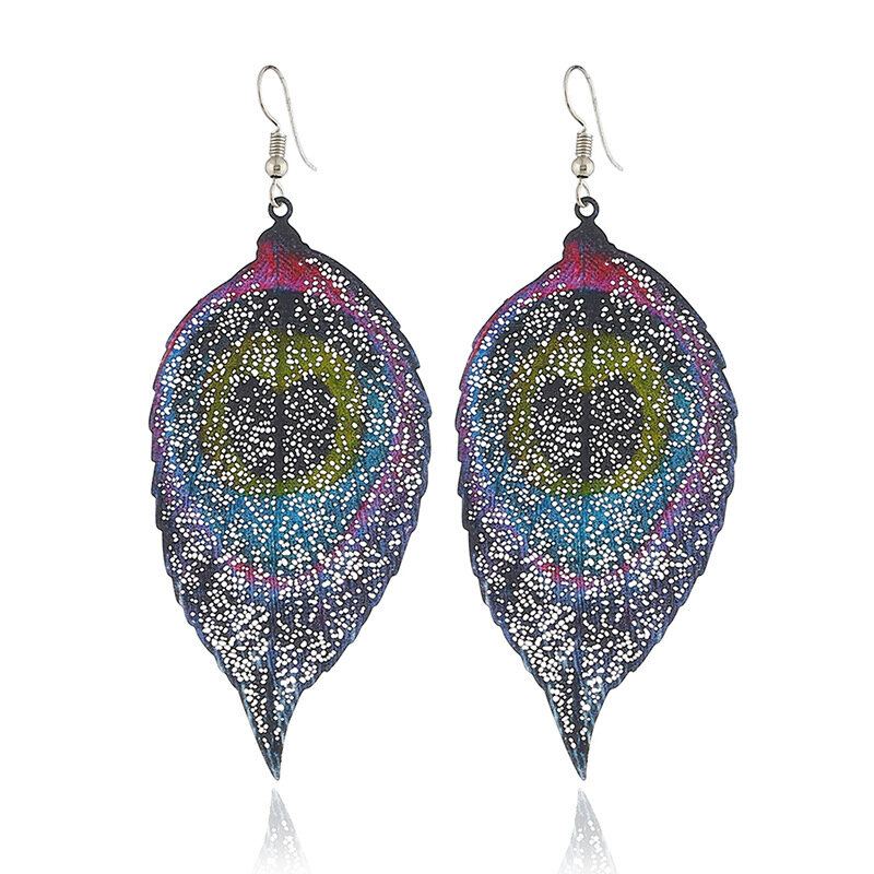 Bohemian Colorful Leaf Náušnice Módní Kovové Originální S Jedinečným Designem Pro Ženy