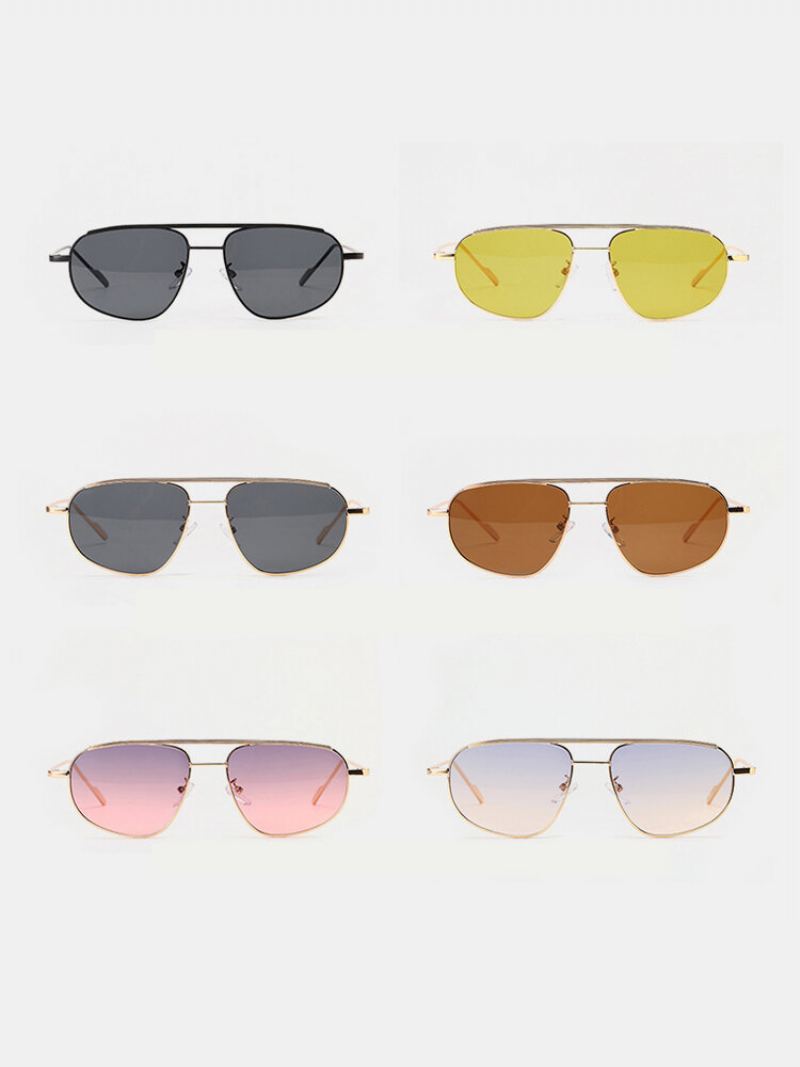 Jassy Unisex Vintage Casual Double Bridge Oválné Kovové Sluneční Brýle S Uv Blokováním