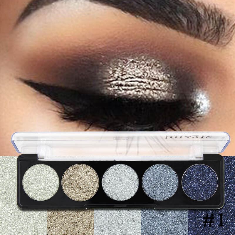 5 Barev Glitter Powder Paletka Očních Stínů Sequin Perleťový Make-up Pigment Smoky Eye Shadow
