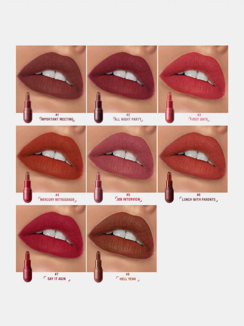 8 Barev Matná Rtěnka Dlouhotrvající Hydratační Make-up Na Rty Bez Vyblednutí