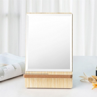 Dřevěné Stolní Zrcadlo Jednostranné Make-up Zrcátko Pro Toaletní Potřeby Přenosné Obdélníkové Kosmetické