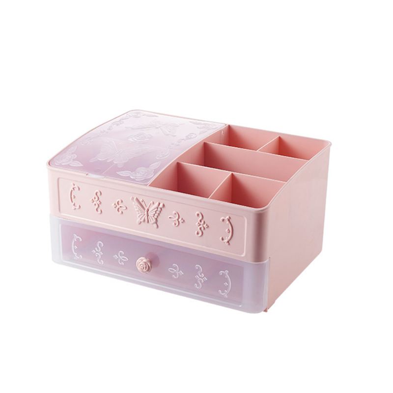 Kosmetický Úložný Box S Evropským Stereo Vzorem Prachotěsný Organizér Na Make-up S Krytem Na Produkty Péče O Pleť