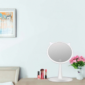 Led Make-up Zrcátko Kočičí Kosmetické Nastavitelné Usb Nabíječka Jednostranné Obdélníkové Zrcadlo Přenosné Stolní Pro
