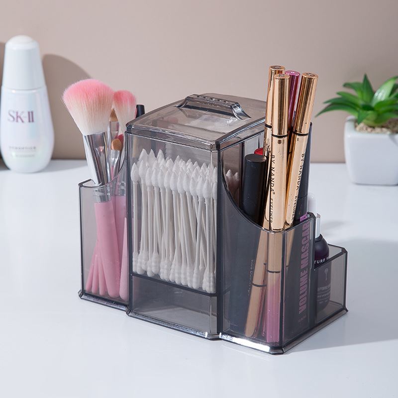 Multifunkční Úložný Box Na Šperky S Víkem Prachotěsná Kosmetická Krabička Průhledná Na Make-up Box Na Produkty Péče O Pleť Z Bavlny