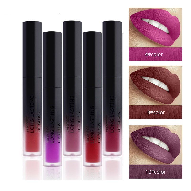 Treeinside Sametově Matná Tekutá Rtěnka Lesk Na Rty Barevný Make-up S Dlouhotrvajícím Pigmentem Sexy Červené Rty