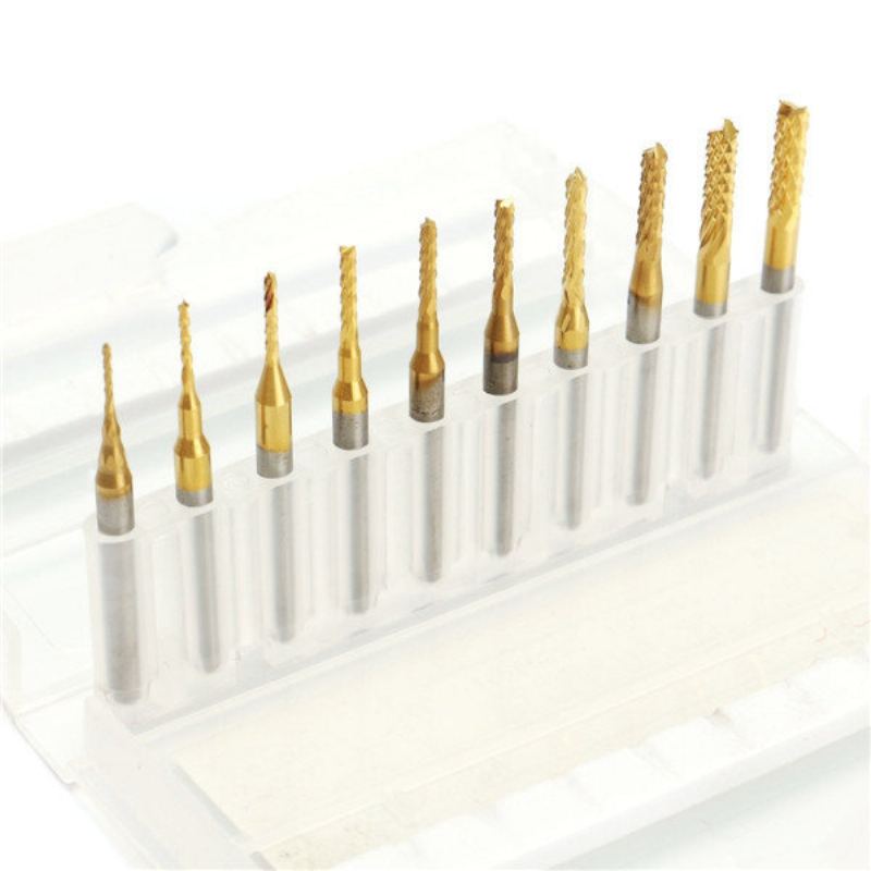 Drillpro Db-m1 10ks 0.8-3mm Titanem Potažená Gravírovací Fréza Karbidové Bity