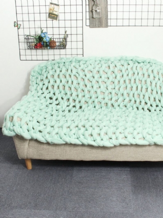 100*120cm Módní Ručně Robustní Vlněná Pletená Deka Silná Příze Merino Vlna Objemné Pletací Deky Hrubé Pletené
