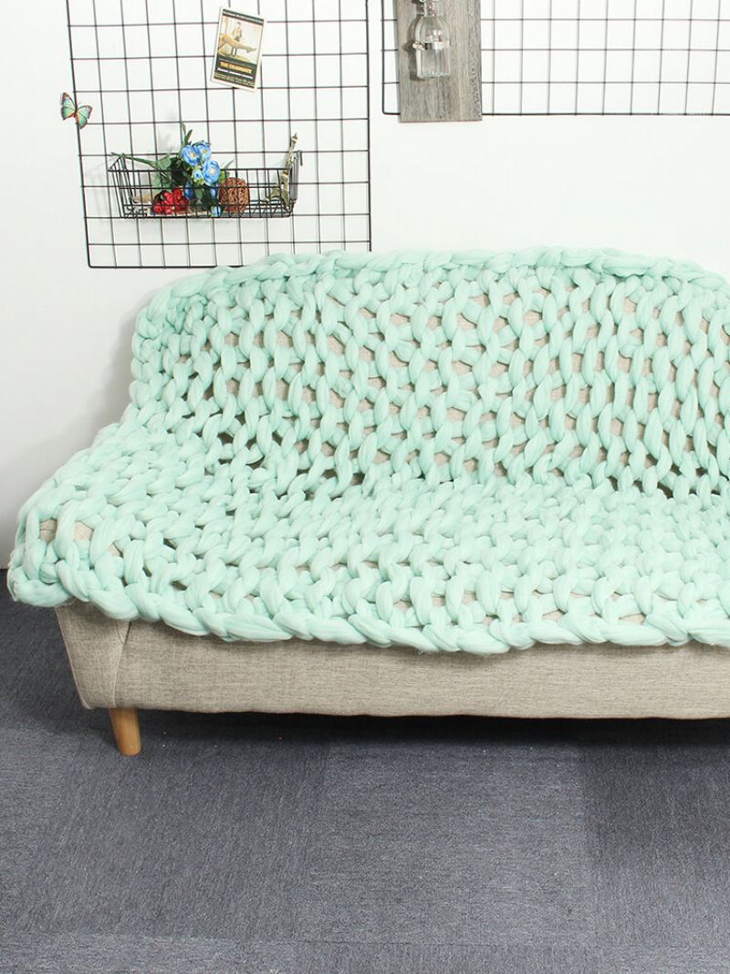 100*120cm Módní Ručně Robustní Vlněná Pletená Deka Silná Příze Merino Vlna Objemné Pletací Deky Hrubé Pletené