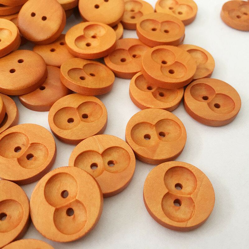 100ks Přírodních Dřevěných Šicích Knoflíků Colth Diy Ruční Materiály 2cm Průměr 2 Dírky Knoflíky