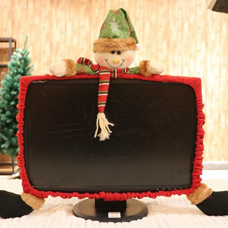 19-27palcový Kryt Počítače Ochrana Proti Prachu Vánoční Dekorace Santa Claus Sněhulák Elk