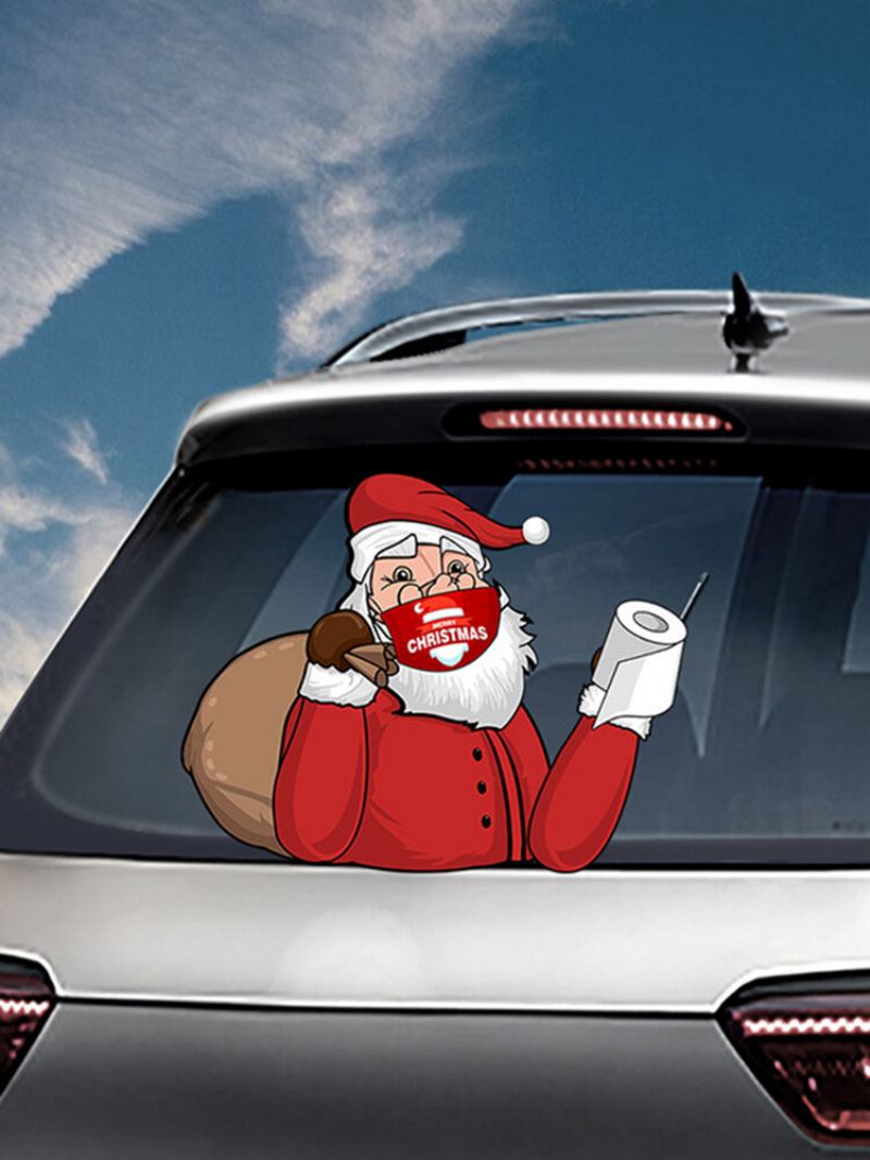 1pc Vánoční Nálepka S Maskou Santa Clause Odnímatelné Nálepky Na Zadní Sklo Na Auto