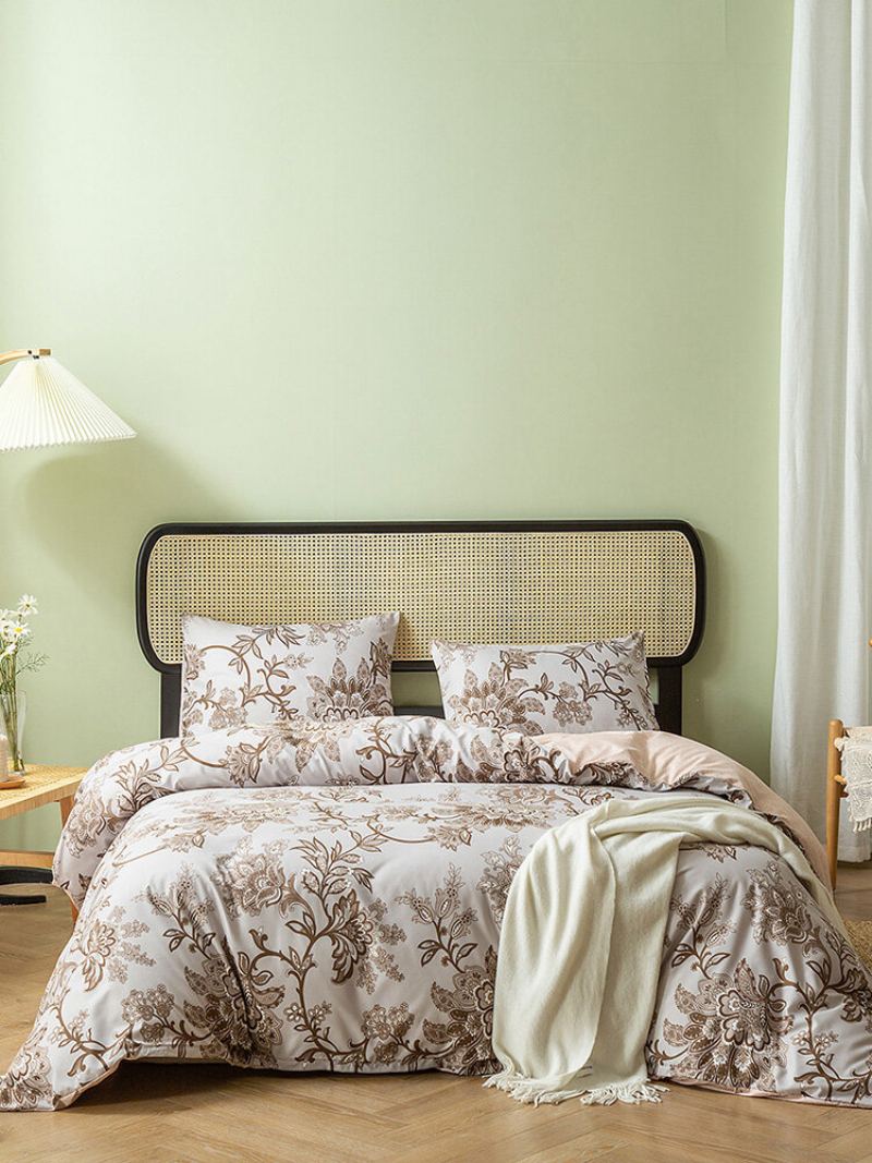 2/3 Ks Floral Overlay Print Pohodlná Sada Povlečení Povlak Na Polštář Twin King