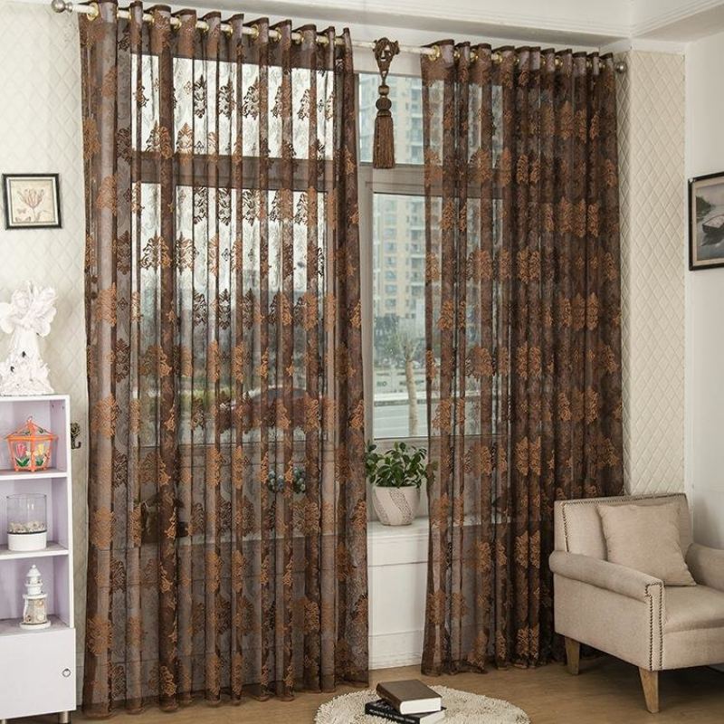 2 Panelové Prodyšné Voile Průsvitné Záclony Ložnice Balkon Okenní Propustnost Světla