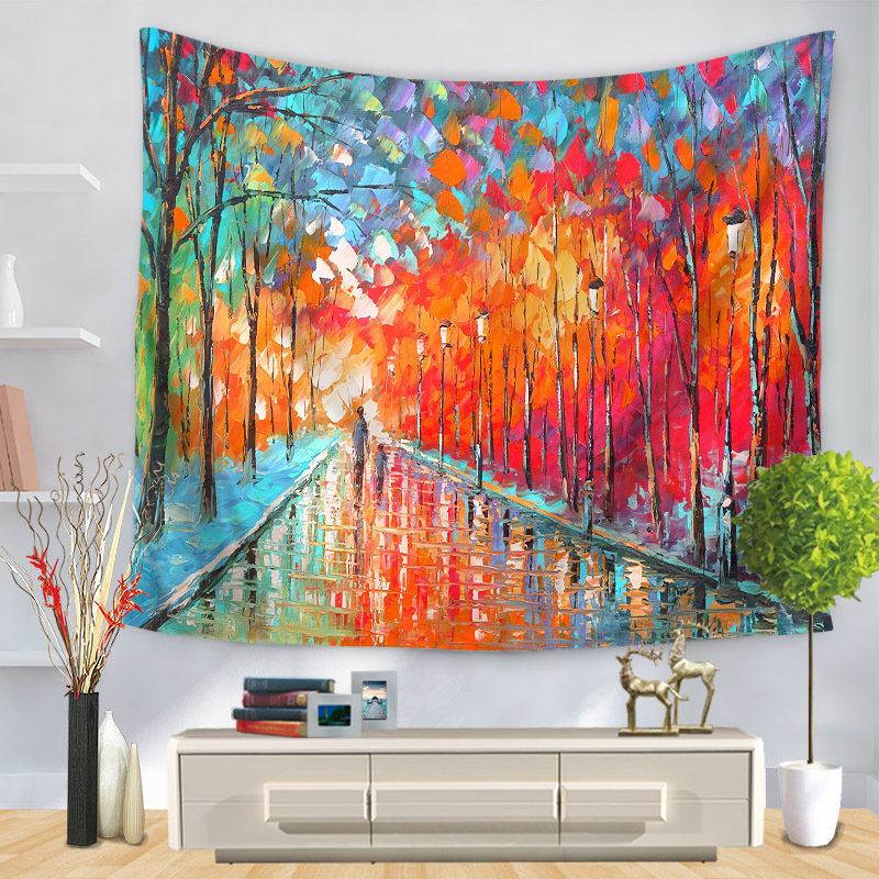 3d Akvarel Krajinomalba Tapiserie Nástěnná Domácí Ložnice Art Decor Piknik Mat