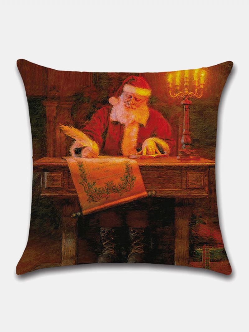 4 Ks Sada Vánoční Vzor Santa Claus Povlečení Na Polštář Domácí Pohovka Art Decor Měkký Povlak Na Povlaky Na