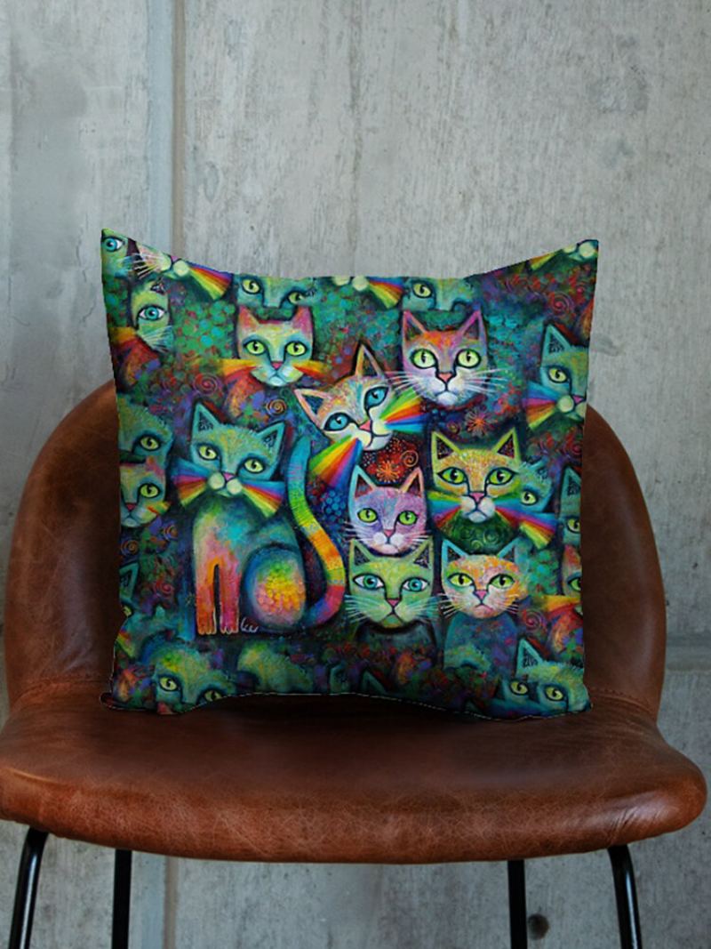 Barevné Kočky Vzor Povlečení Na Polštář Domácí Pohovka Art Decor Throw Povlak Na