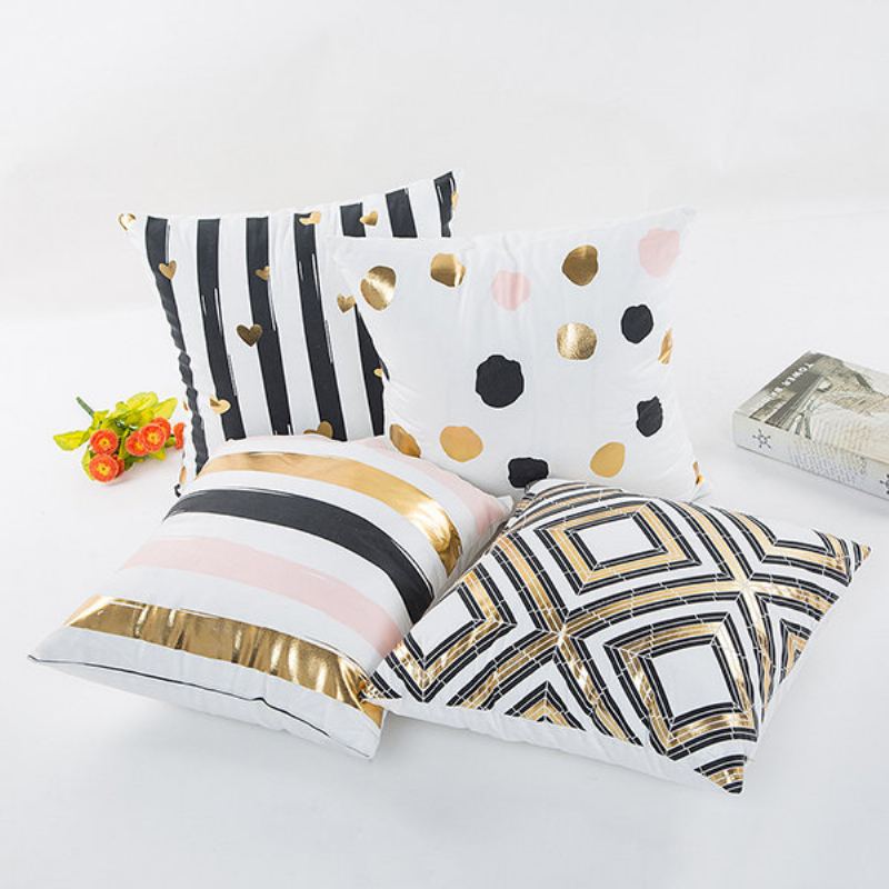 Bronzující Vzor Golden Throw Polštář Povlak Na Home Bed Deco
