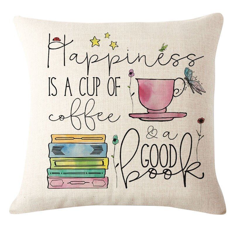 Coffee Books Téma Pouzdro Na Polštář Židle Pohovka Sedák Opěradlo Potah Polštáře Domácí Dekorace