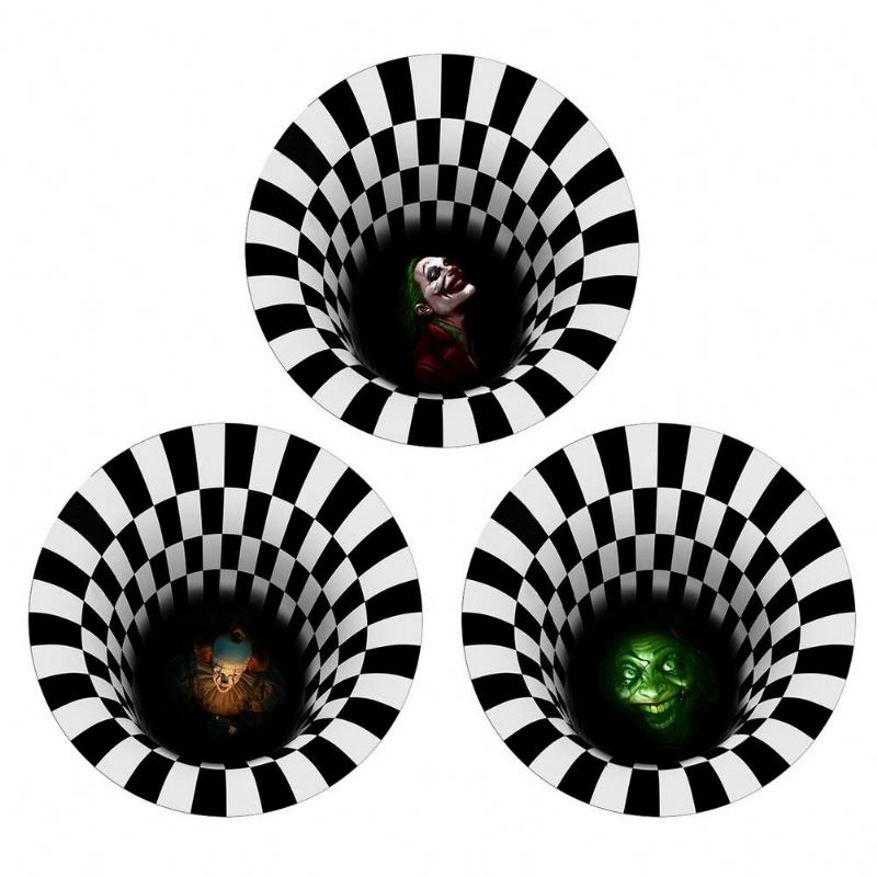 Halloweenská Rohožka Protiskluzová Dekorace Na Dveře Koberec 3d Illusion Děsivý Klaun Halloween Dekor