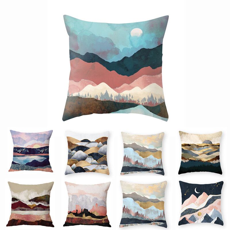 Moderní Abstraktní Krajina Měsíční Lněný Povlak Na Polštář Domácí Pohovka Throw Povlaky Na Polštáře Home Decor