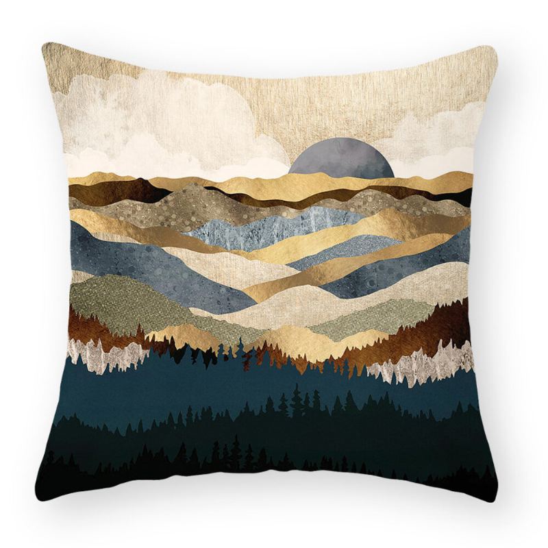 Moderní Abstraktní Krajina Měsíční Lněný Povlak Na Polštář Domácí Pohovka Throw Povlaky Na Polštáře Home Decor