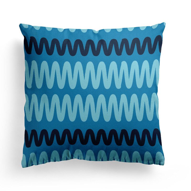 Modré Geometrické Proužky Plédy Povlak Na Polštář Nordic Line Waves Sofa Throw Na