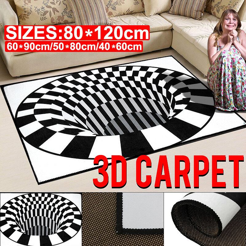 Ouniman Shaggy Rectangle Area Koberec Creative 3d Modern Accent Koberečky Protiskluzové Černá Bílá Kostkovaný Moderní Luxusní Omyvatelný Obývací Pokoj Jídelna Pohovka Domácí Ložnice Podložka Na Podlahu