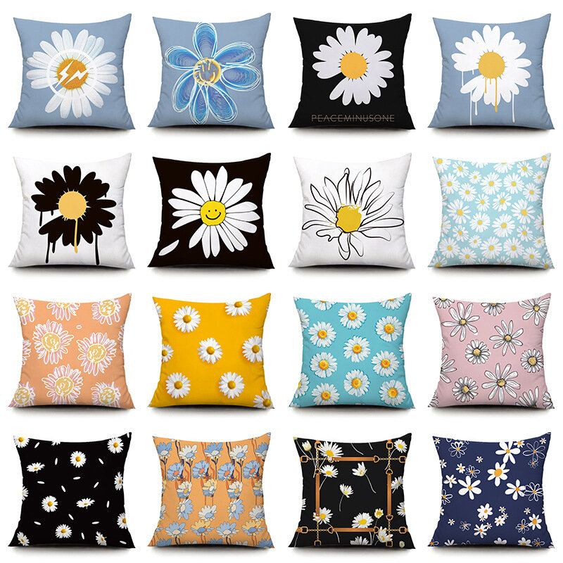 Plyšový Povlak Na Polštář Ins Idyllic Fresh Daisy Flowers Na Kancelář Na Přestávku Na Oběd