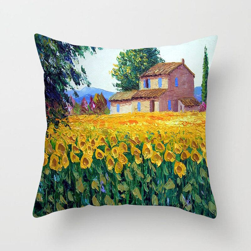 Povlaky Na Polštáře Olejomalba Levandule Fialové Květy Dekorativní Na Home Decor Čtvercové Na Z Bavlny 18x18 Palců