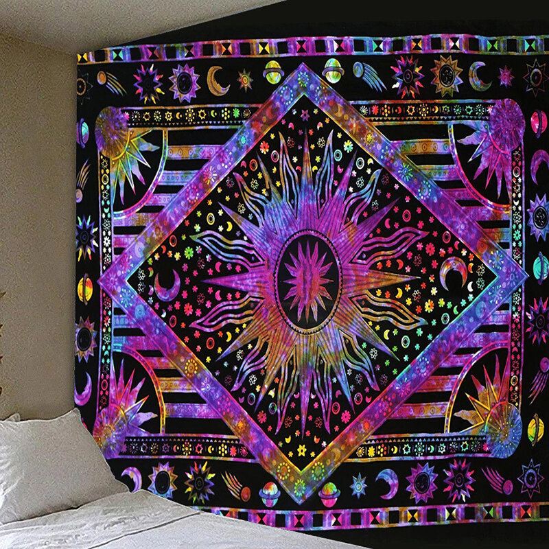 Psychedelické Nebeské Slunce Měsíc Gobelín Planeta Bohémský Nástěnná Kolej Dekorace