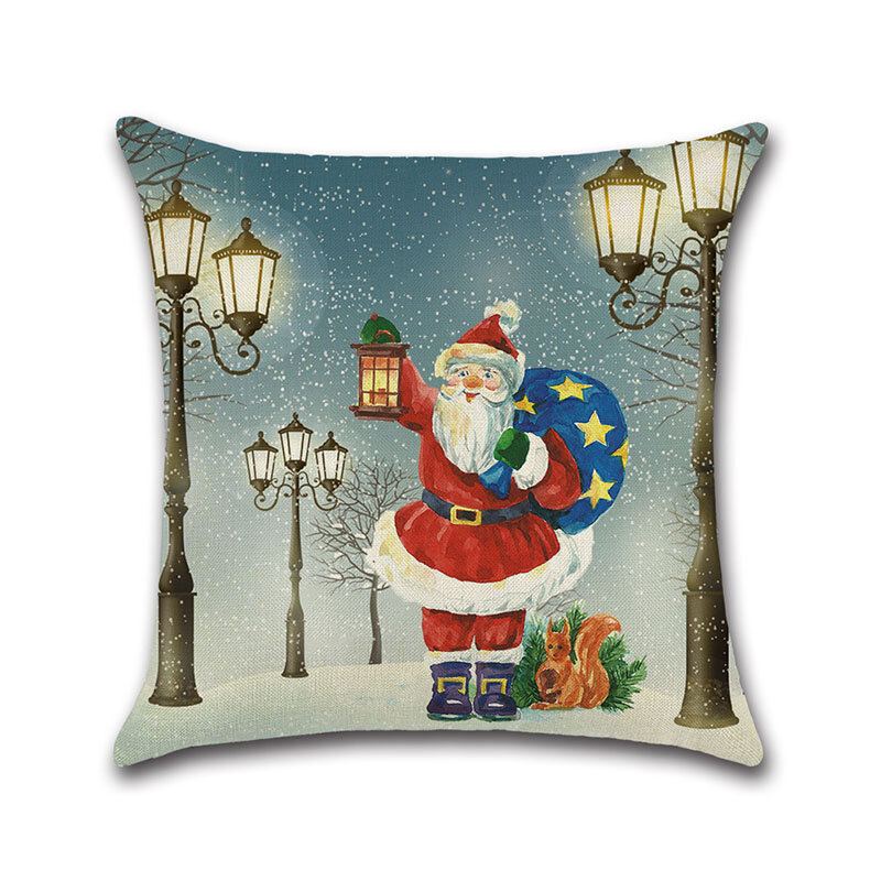 Retro Vánoce Santa Sněhulák Vzor Povlečení Povlak Na Polštář Domácí Pohovka Měkké Povlaky Na Polštáře Art Decor