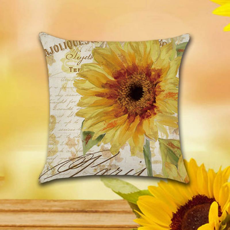 Ručně Malovaný Povlak Na Polštář Ze Série Sunflower Na Pro Domácí Kancelář Do Auta Na Použitý