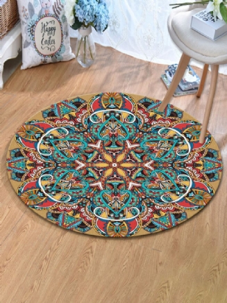 Vintage Turecký Český Mandala Kulatý Tenký Plochý Koberec Domácí Ložnice Omyvatelné Koberce Art Decor