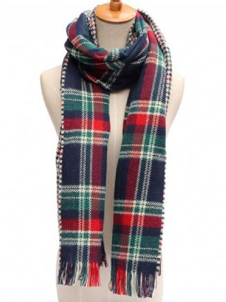 Tlustý Oversized Deka Two Sidestartanová Šála Střapce Kostkovaná Pashmina