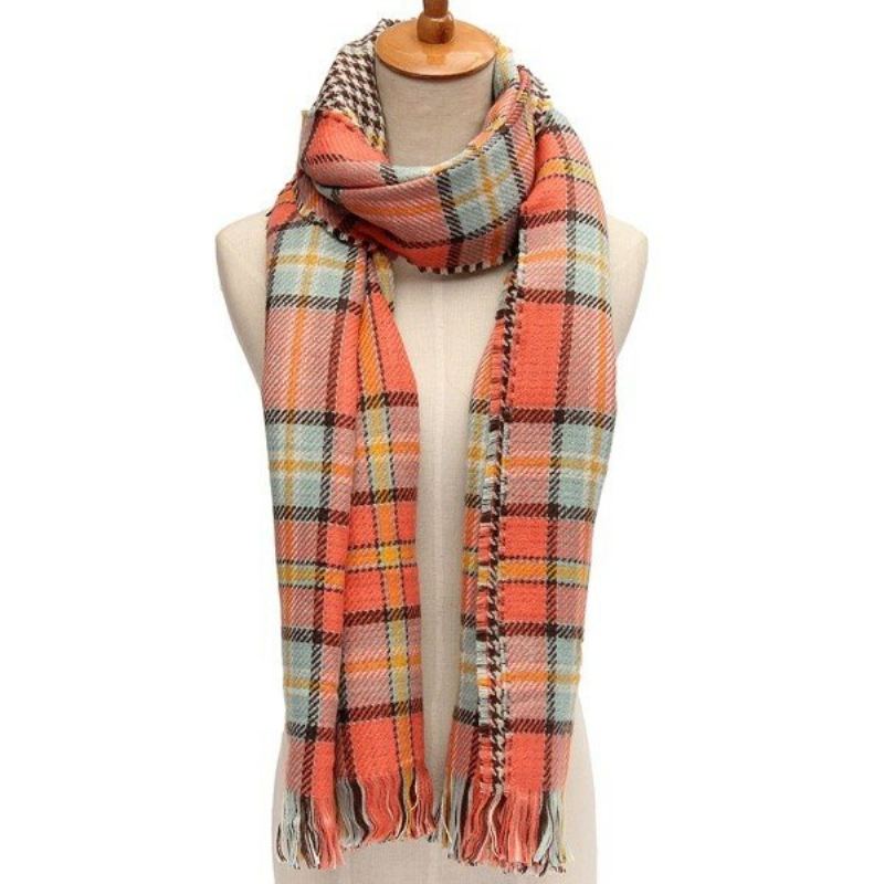 Tlustý Oversized Deka Two Sidestartanová Šála Střapce Kostkovaná Pashmina