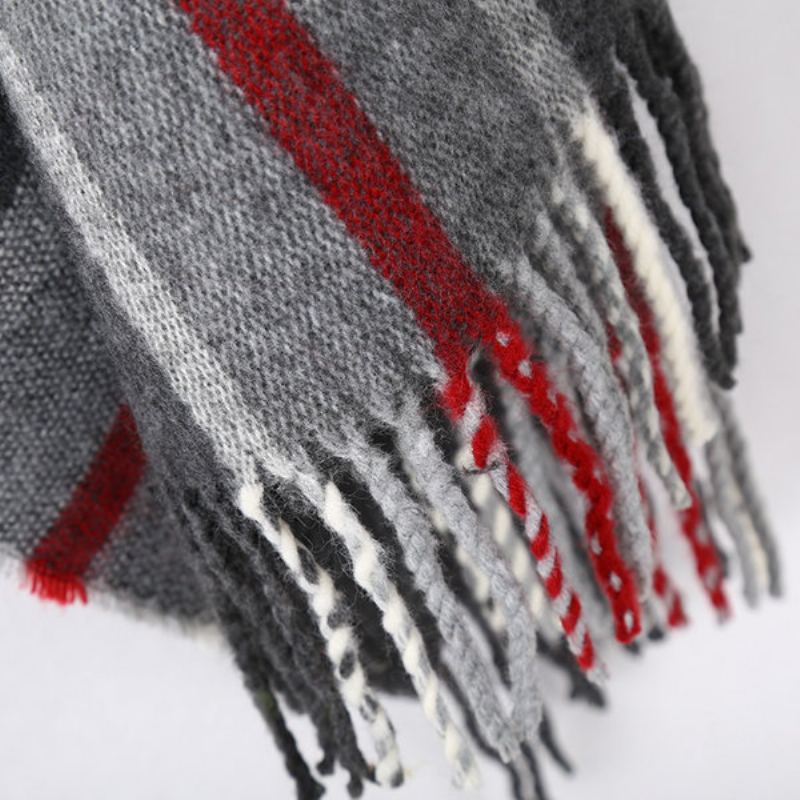 Ženy Zimní Teplý Tartan Kašmírový Šátek Nový Designér Kostkovaná Kapuce Čepice Šála Šály Zábaly